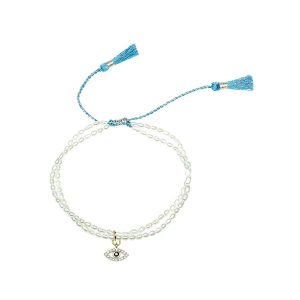 Evil Eye Charm Pearl Bracelet