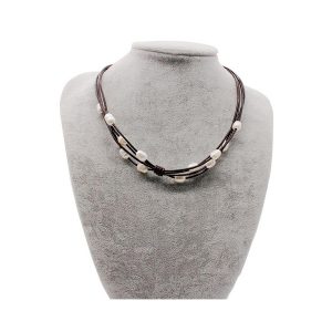 Freshwater Pearl Leather Cord Necklace
