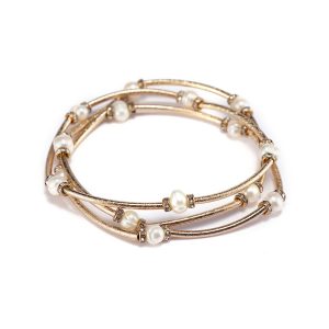 Handmade Mutilayer Copper Pearl Bracelet For Women