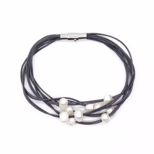 Leather Cord Pearl Bracelet