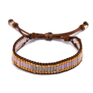 Handmade Crystal Beads Wax Cord Bracelet