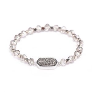 Crystal Beads Bracelet With Druzy Charms