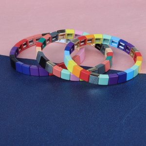 Colorful Square Tile Enamel Bracelet