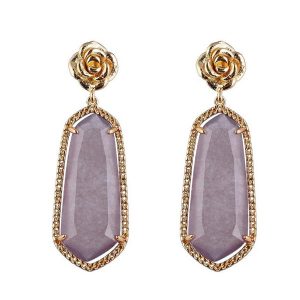 Copper Hoop Dyed Stone Earring