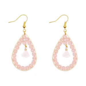 Crystal Beads Copper Hoop Earring