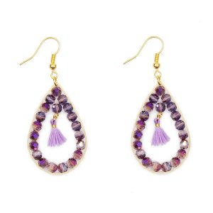 Crystal Beads Copper Hoop Earring