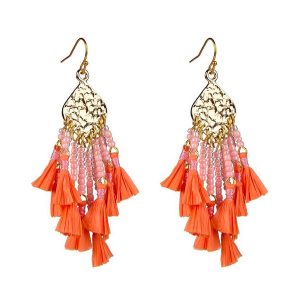 Miyuki Seed Bead Cluster Raffia Earrings
