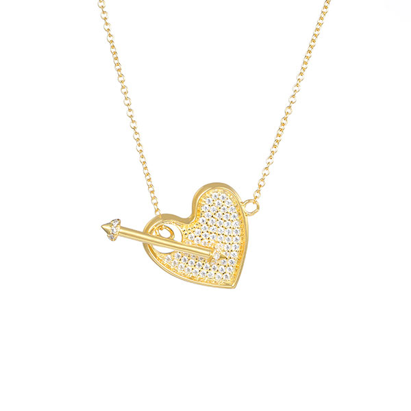 Sterling Silver Cubic Zirconia Heart Arrow Necklace