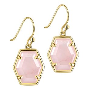 Gold Rose Quartz Drop Earrings