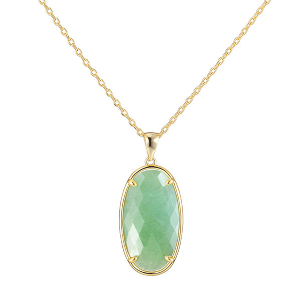 Gold Green Aventurine Pendant Necklace