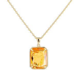 Gold Citrine Pendant Necklace