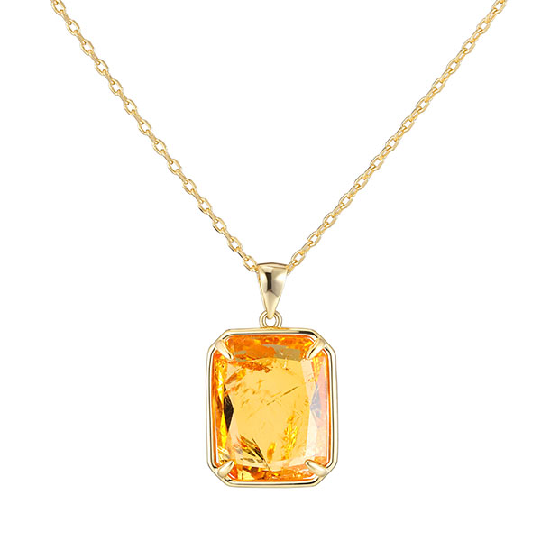 Gold Citrine Pendant Necklace
