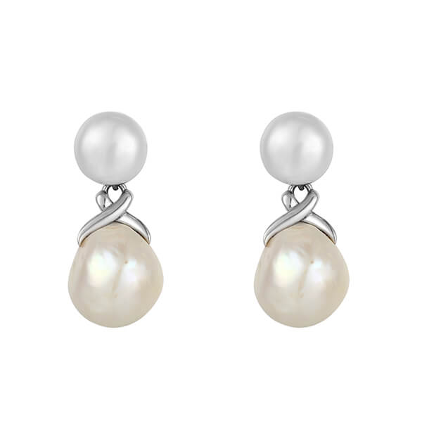 Sterling Silver Pearl Cubic Zirconia Earrings