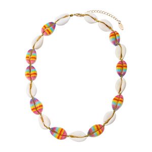 Rainbow and Natural Ivory Sea Shell Necklace