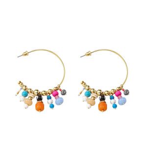 Summer Berry Beads C Hoop Earrings