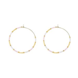 Minimalist Soft Yellow Beads Hoop Earrings