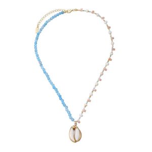 Symmetrical Beads Sea Shell Pendant Necklace
