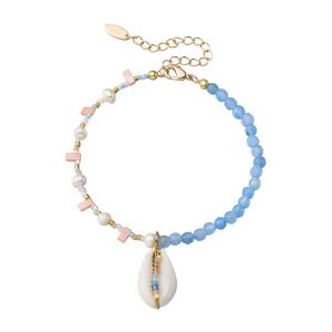 Summer Vibes Shell Charm Beads and Pearl Bracelet