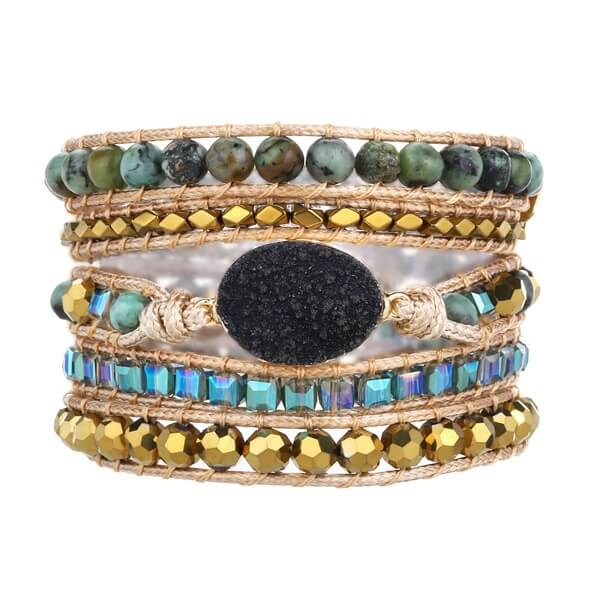 Amethyst Crystal Bracelet with Healing Turquoise