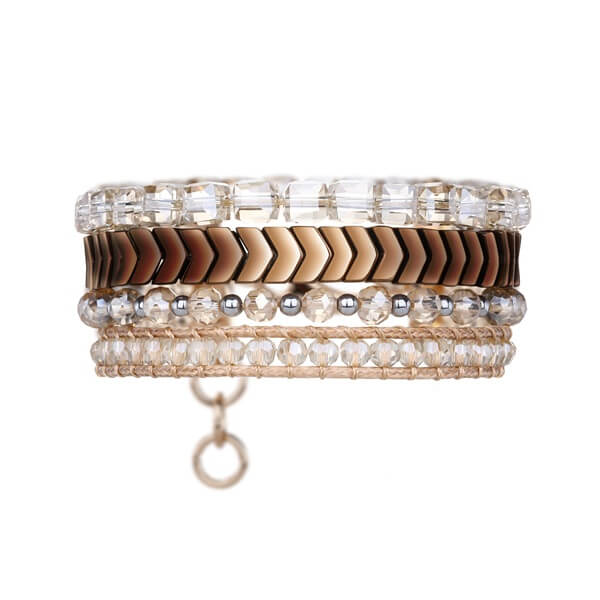 Champagne Natural Stone Bracelets Complete with Crystal Sparklers