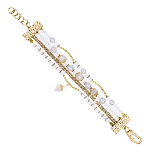 Elegant Cuff Bracelet with Dazzled Crystal Beads Sparkling