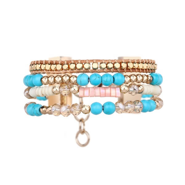 Eye-Catching Healing Turquoise Bracelets Blend with Crystal and Copper Beads