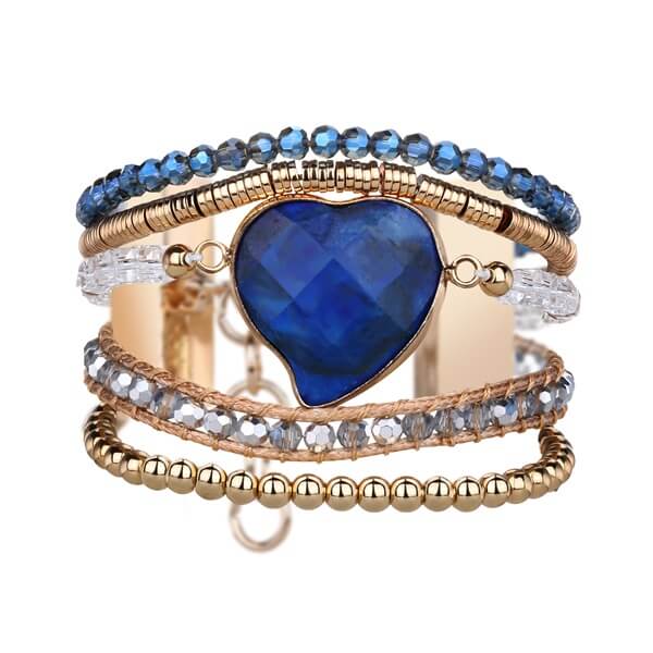 Gemstone Cuff Bracelet Adorned with a Blue Heart Amethyst-1