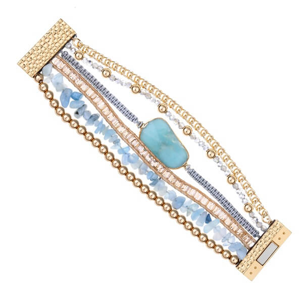 Layered Magnetic Amazonite Green Bracelets-1