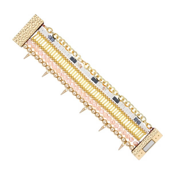 Magnetic Boho Geometric Cone Bracelet with Arranged Beads-1