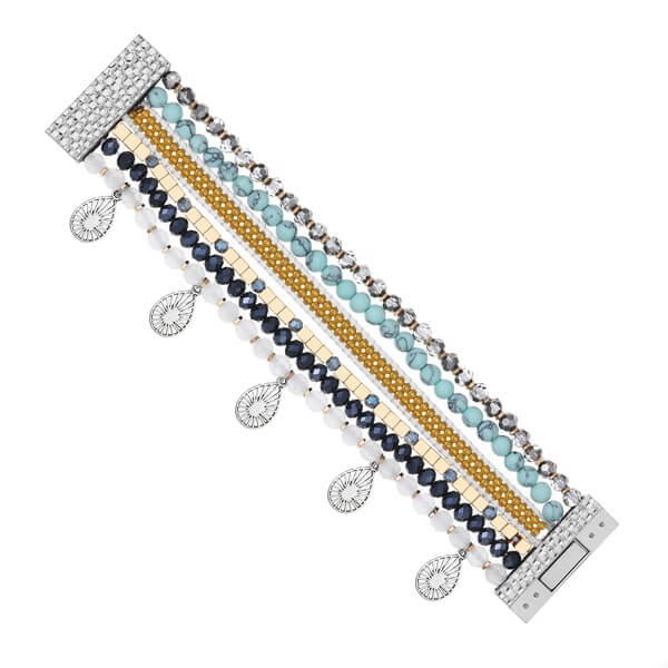 Real Jade and Green Turquoise Bracelet with Glass Beads and Gallstone-1