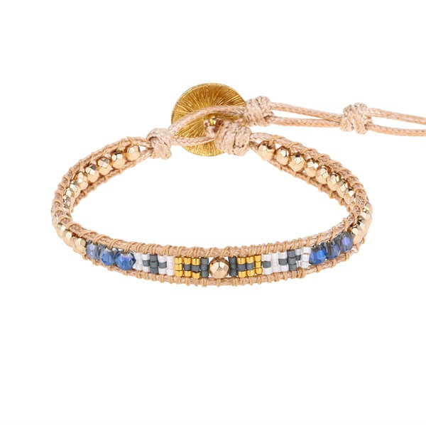 Secure Black Gallstone Knot Bracelet with Crystal Beads