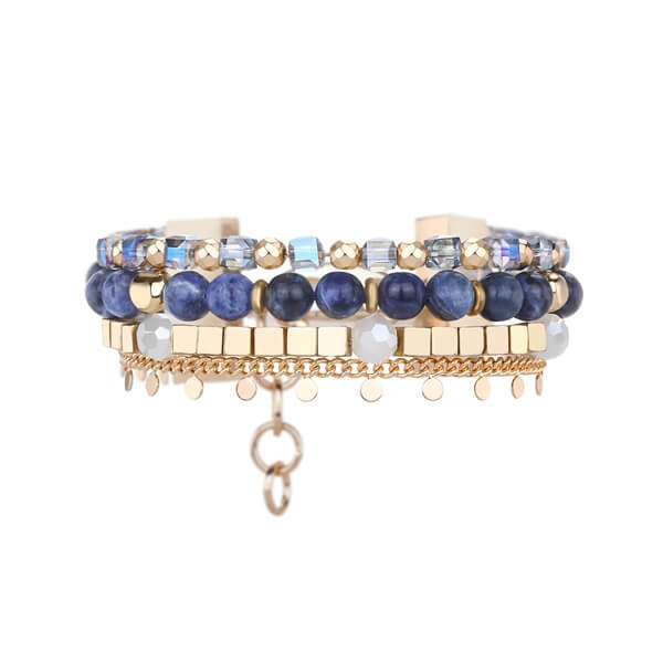 Vintage Blue-vein Stone Bracelets Blend Beautifully with Copper Chains and Crystals