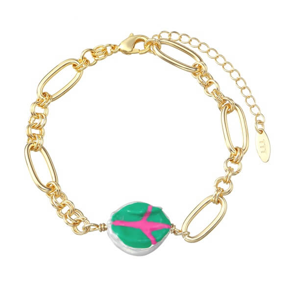 Adjustable Dripping Oil Peace Sign Charm Bracelet