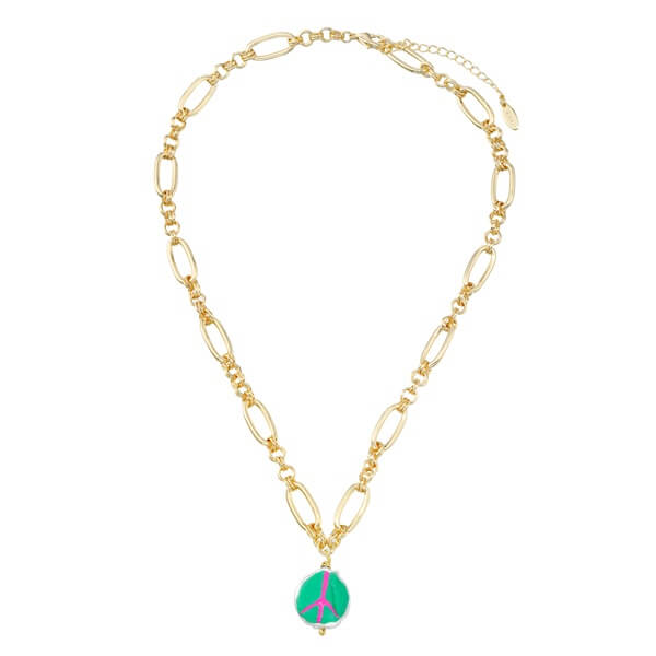 Adjustable Peace Sign Dripping Oil Necklace