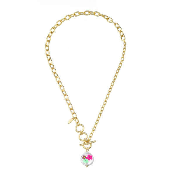 Cute Pearl Pendant Necklace with Dripping Oil Flower