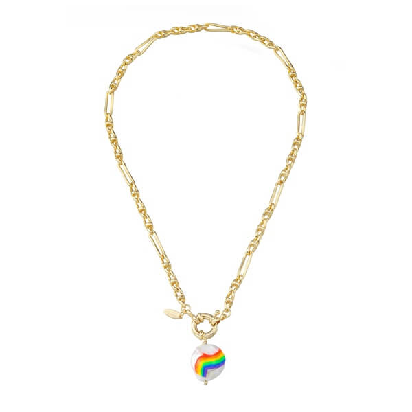 Rainbow Dripping Oil Pearl Clavicle Necklace