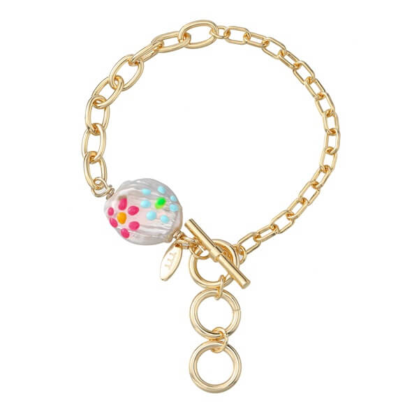 Sparkling Bracelet with a Dripping Oil Pearl Pendant