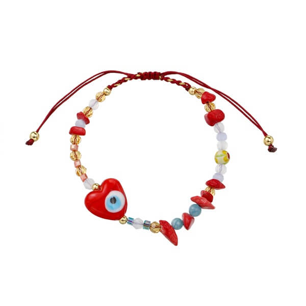 Adjustable Heart-shaped Evil Eye Couple Bracelet