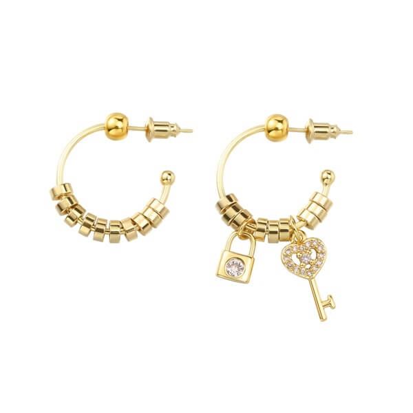 Valentine Padlock and Heart Key Hoop Earrings