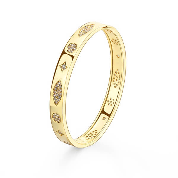 Copper and Crystal Bangle Bracelet