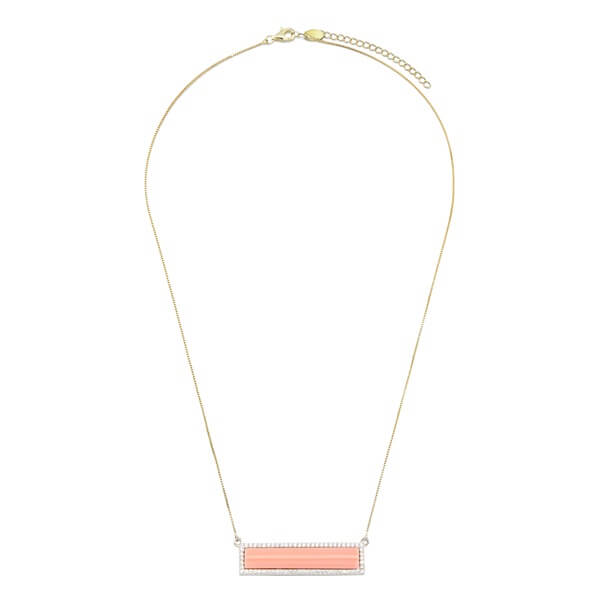 Crystal Framed Peach Bar Necklace