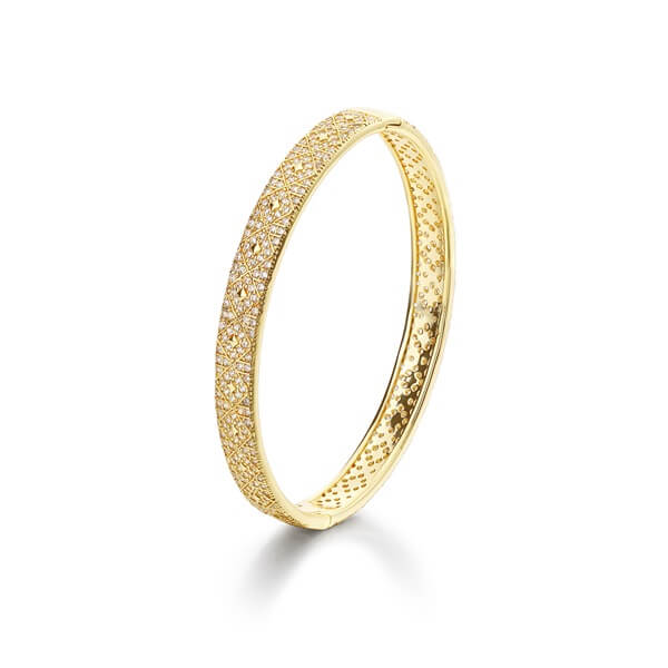 Crystal Paved Copper Bangle Bracelet