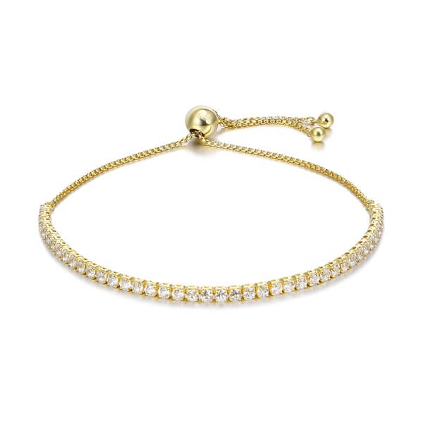 Crystal Tennis Bolo Bracelet in Yellow Gold