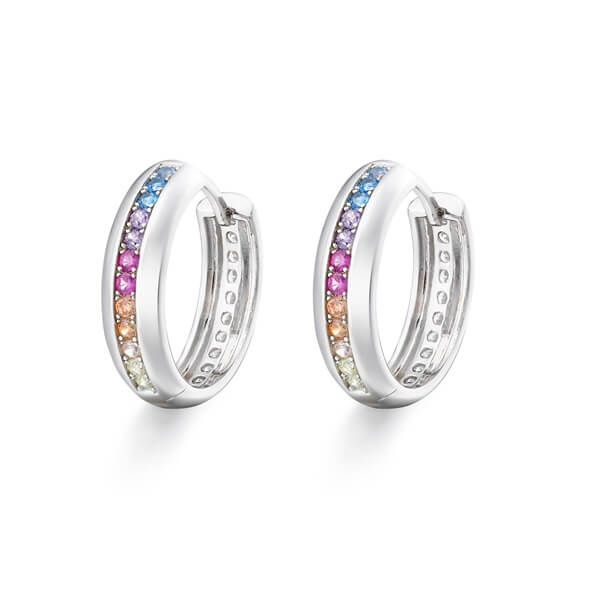 Multicolored Crystal Hoop Earrings