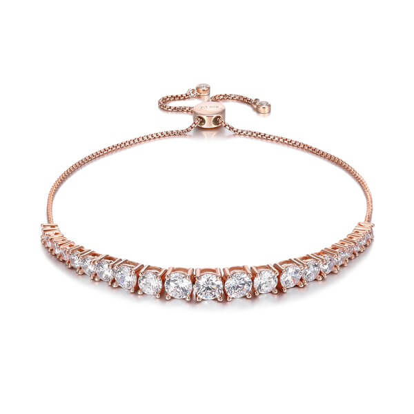 Rose Gold Crystal Tennis Bolo Bracelet