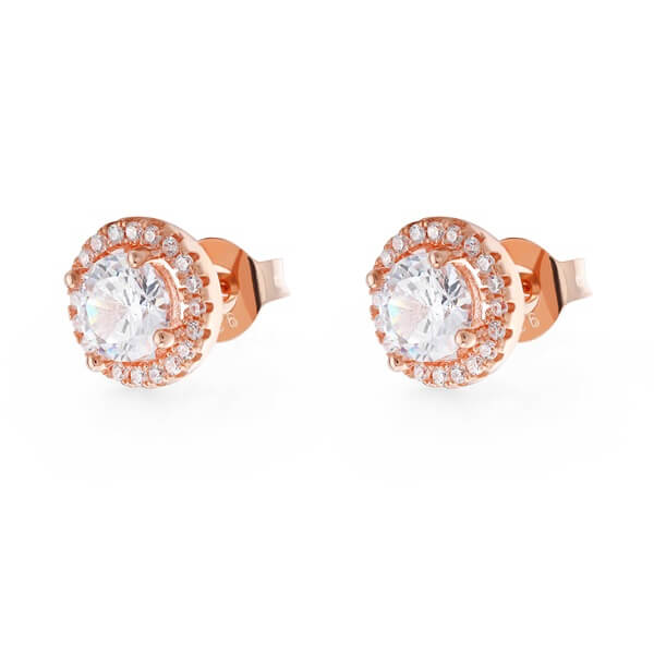 Rose Gold Round Crystal Stud Earrings