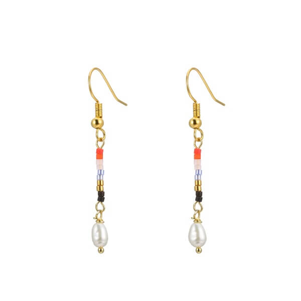 Miyuki Beads and Pearl Drop Earrings