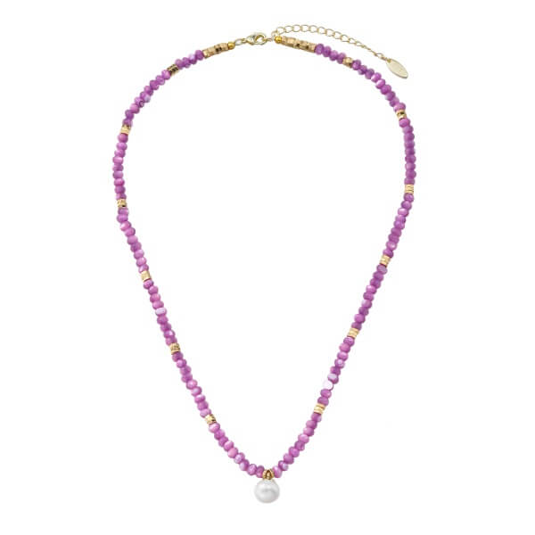 Purple Beads Necklace with a Pearl