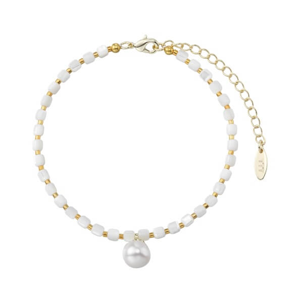 White Miyuki Bead Pearl Pendant Bracelet