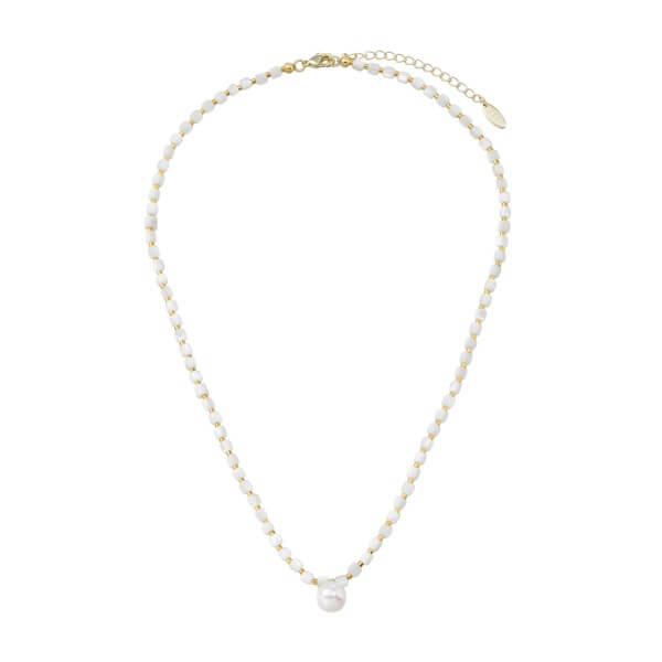 White Miyuki Bead Pearl Pendant Necklace